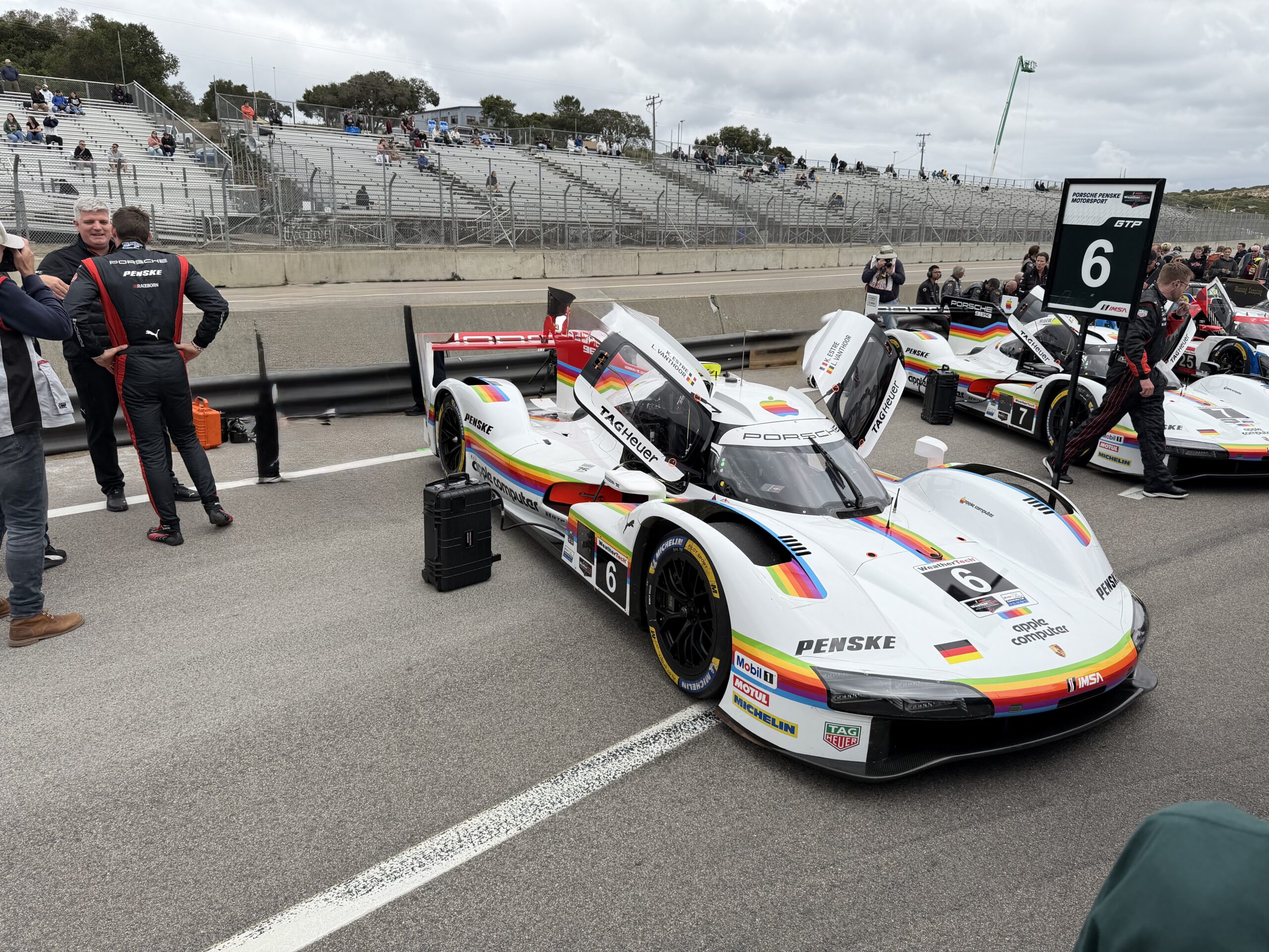 Even further AI-altered image of a Porsche race car at IMSA Laguna Seca May 2026